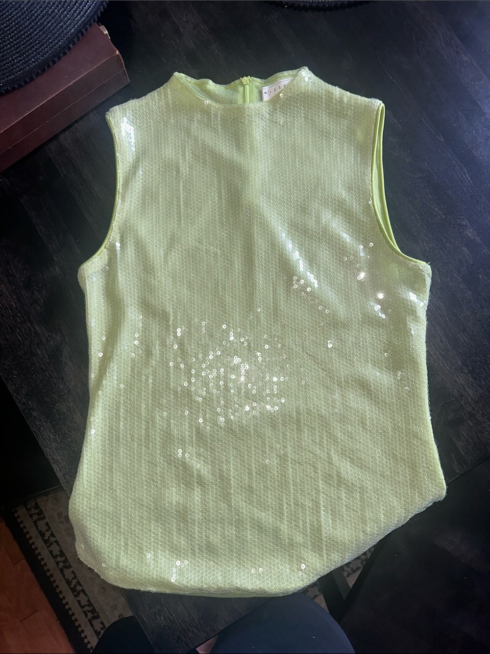 Missguided + Pale Yellow/Green Sequined Sleeveless Camisole Top